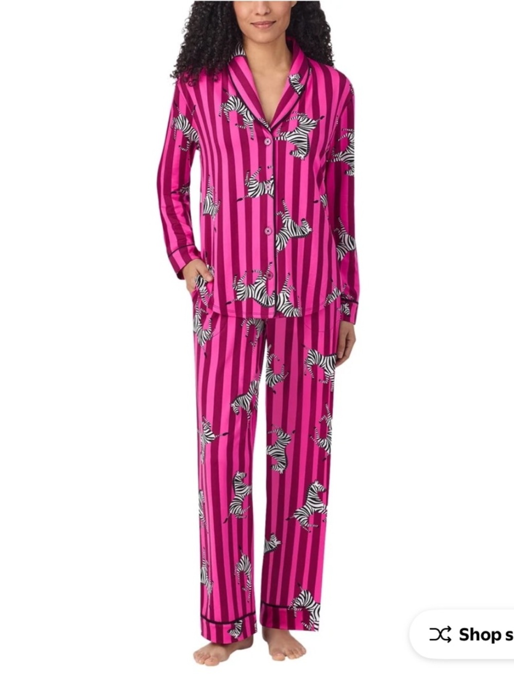 Room Service Pink Striped Zebra Print Pajama Set